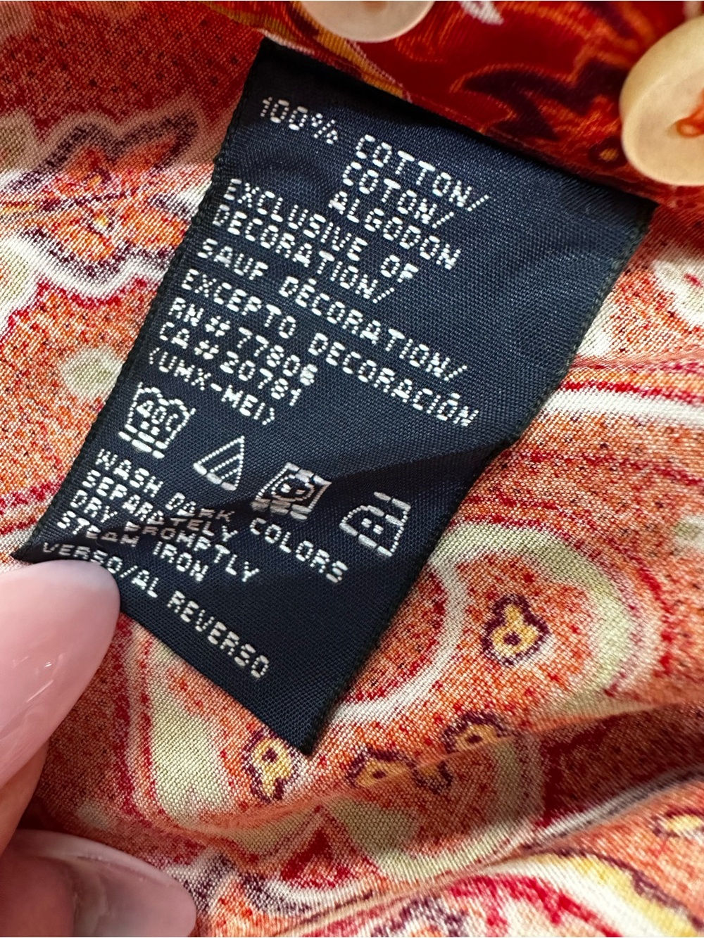 Tommy Hilfiger Orange Paisley Button-Down Shirt - Picture 3 of 7